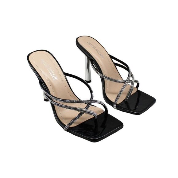 Olivia Miller Womens Black Sandals - Picture 1 of 8